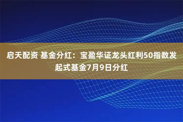 启天配资 基金分红：宝盈华证龙头红利50指数发起式基金7月9日分红