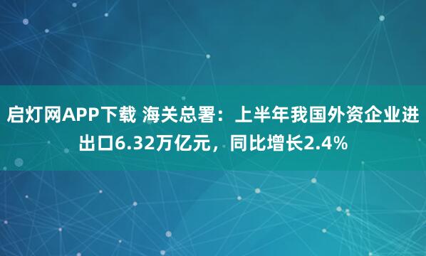 启灯网APP下载 海关总署：上半年我国外资企业进出口6.32万亿元，同比增长2.4%